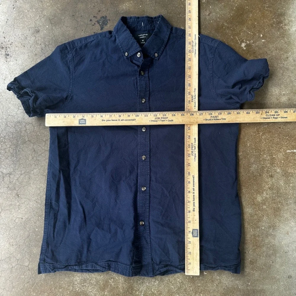 Banana Republic Shirt Mens M Navy Excellent SS Seersucker Button Down 460169-03